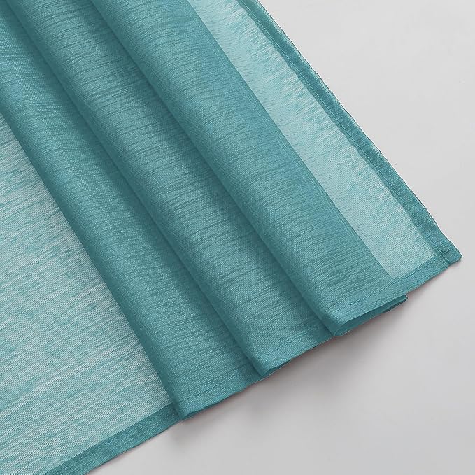 DONREN Luxury Soft Sheer Curtains Scarf for Windows - Semi Voile Window Scarf Valance,34 Inches Wide by 144 Inches Long (1 Panel,Teal)