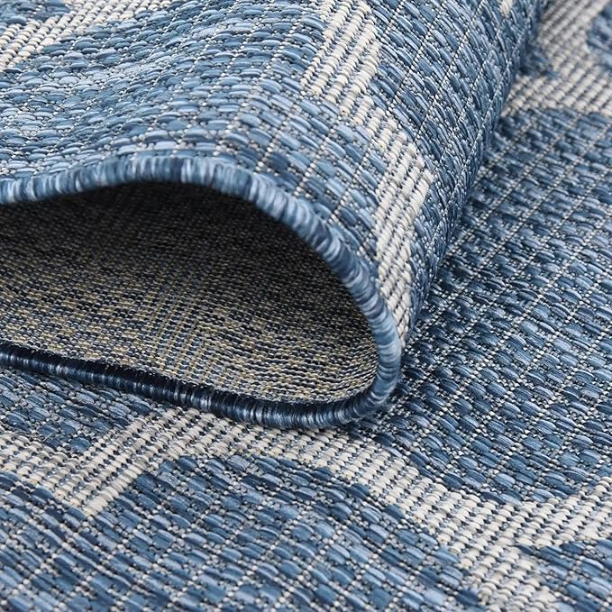 Unique Loom Outdoor Trellis Collection Area Rug (10' x 13' 1" Rectangle, Navy Blue/ Ivory)
