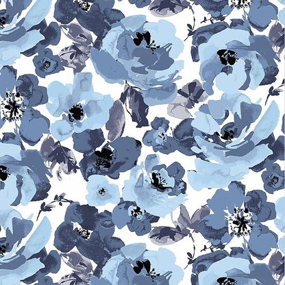 Arden Outdoor Midback Chair Cushion, 18 x 16.5, Rain-Proof, Fade Resistant Blue Garden Floral
