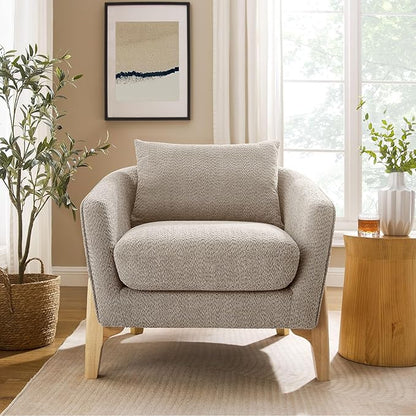 VANOMi 32" Living Room Chairs, Comfy Chair for Bedroom with Thick Cushion, Sharpe Arm Chair for Reading, Office, Apartment, Camel