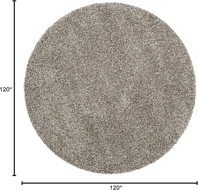 SAFAVIEH Milan Shag Collection 10' Round Grey SG180 Solid Non-Shedding Living Room Bedroom Dining Room Entryway Plush 2-inch Thick Area Rug