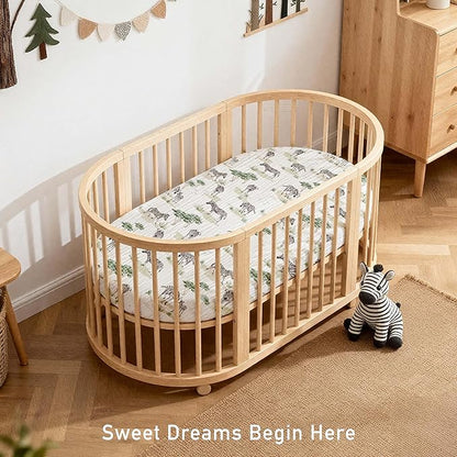 Muslin Bassinet Fitted Sheets, 2 Pack for Baby Boy and Girl, Soft Breathable Baby Pad/Mattress Sheet, Fit for Hourglass Oval and Rectangle Bassinet Mattress (Cute Zebra)