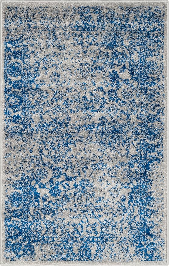 SAFAVIEH Adirondack Collection Accent Rug - 2' x 3', Grey & Blue, Distressed Vintage Floral Design, Non-Shedding & Easy to Clean, Ideal for Front Door, Kitchen, Entryway, Foyer (ADR109A)