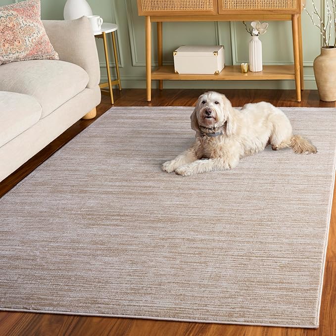 SAFAVIEH Vision Collection Area Rug - 3' Square, Cream, Modern Ombre Design, Non-Shedding & Easy to Clean, Ideal for Foyer, Entryway, Bedroom, Accent Space (VSN606F)