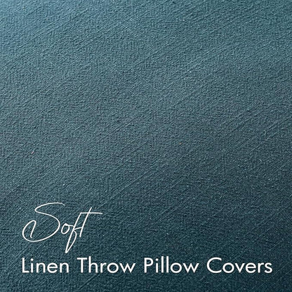 EMEMA Decorative Linen Throw Pillow Covers 24x24 Inch Navy Blue Boho Farmhouse Neutral Couch Throw Pillows for Bed Pack of 2 Accent Pillowcase Modern Sofa Cushion Livingroom Home