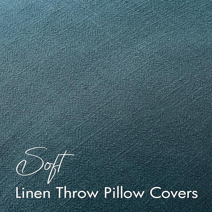 EMEMA Decorative Linen Throw Pillow Covers 20x20 Inch Navy Blue Boho Farmhouse Neutral Couch Throw Pillows for Bed Pack of 2 Accent Pillowcase Modern Sofa Cushion Livingroom Home