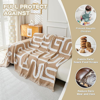 MEETSKY Boho Couch Cover Sofa Cover Washable,Chenille Sofa Covers for 2 Cushion Couch Sofa, Sofa Slipcover Loveseat Pet Couch Covers for Sectional Sofa,71" X118"