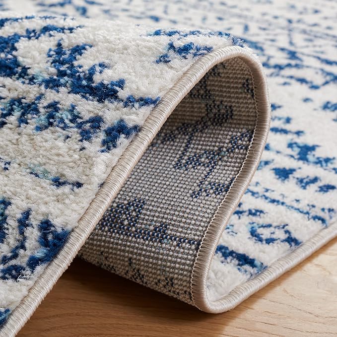 SAFAVIEH Area Rug 4x6 - Tulum Collection - Ivory & Navy, Moroccan Boho Tribal Design, Non-Shedding & Easy to Clean, Ideal for Living Room, Bedroom, Dining Space (TUL272D)
