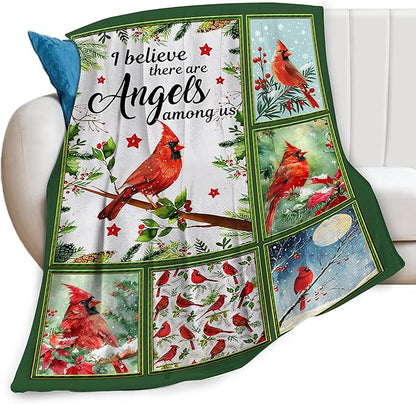 Cardinal Throw Blanket Red Birds Blankets Gifts for Couch Sofa Bed Stuff Decor Lightweight Cozy Fleece Plush Warm Flannel Bedding for Lover Men Women Adults 50"x60"