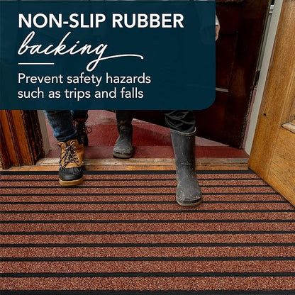 ubdyo Extra Durable Door Mat - Dirt Trapping Outdoor Welcome Mats - Non-Slip Outdoor Indoor Entrance - Low Profile Front Doormat (47" x 32", Bright Burgundy)