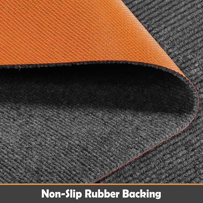 Nisorpa Carpet Runner, 4 x 10FT Indoor Outdoor Floor Mat with Non-Slip TPE Rubber Backing Commercial Carpet Runner Hallways Area Rugs for Kitchen Balconies Living Room Dining Room Decks Patio (Gray)