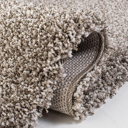 SAFAVIEH Milan Shag Collection 8' Round Grey SG180 Solid Non-Shedding Living Room Bedroom Dining Room Entryway Plush 2-inch Thick Area Rug