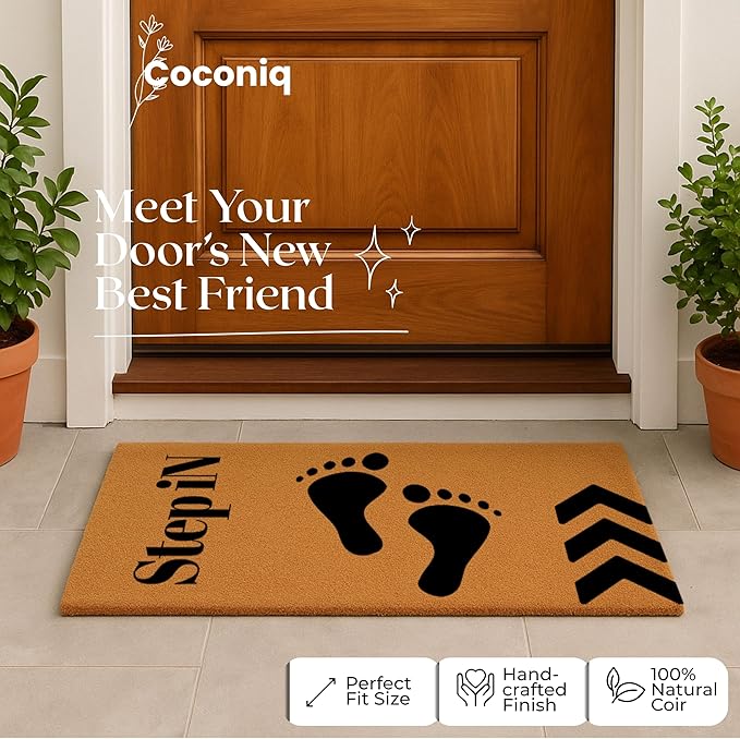 Coir Door Mats 17" X 30", Non-Slip Sturdy, PVC Backed Heavy Duty, Easy to Clean, Ideal for Door Entrance, Patio, Porch, Backyard, Garages, Step-in Footprints