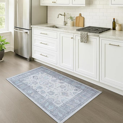 Fame Rugs Gray Modern Oushak Rug 6x9, Vintage Turkish Colorful Oriental Antique Inspired Washable Large Area Rugs, Luxury Living Room Bedroom (384GB, 6' x 9')