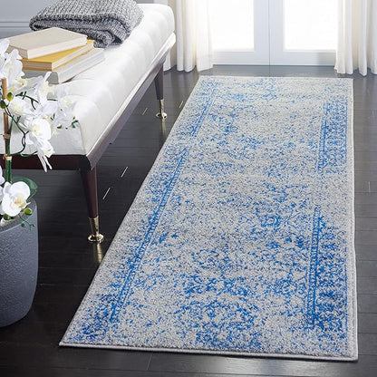 SAFAVIEH Adirondack Collection Runner Rug - 2'6" x 12', Grey & Blue, Distressed Vintage Floral Design, Non-Shedding & Easy to Clean, Ideal for Hallway, Foyer, Entryway, Bedroom (ADR109A)
