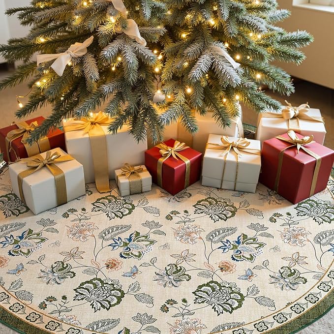 jinchan Elora 6ft Floral Round Rug for Washable Living Room Rug Vintage Romance Christmas Design Non Slip Indoor Floor Cover Lightweight Low-Profile Throw Carpet for Bedroom Patio, Green/Beige