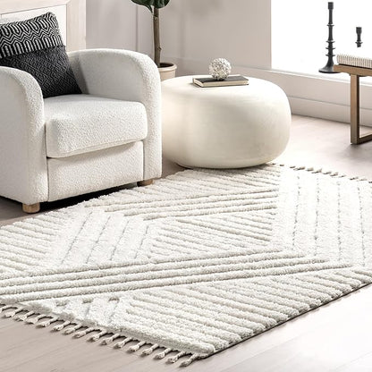nuLOOM Risette Ivory, 6' Square, Geometric, Soft and Textured, High Traffic, Stain Resistant, Easy Clean, Durable Area Rug for Bedroom, Living Room, Dining Space, Den, Foyer, Entryway