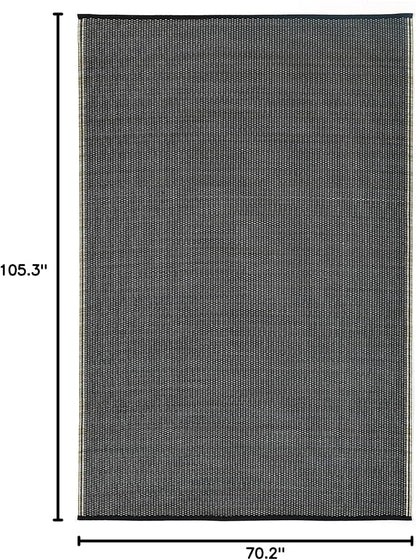 Fab Habitat Outdoor Rug - Waterproof, Fade Resistant, Crease-Free - Premium Recycled Plastic - Neutral Striped - Large Patio, Deck, Sunroom, Camping, RV - Cancun Shadow - Sand & Black - 6 x 9 ft