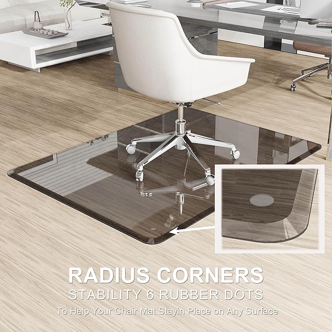 Beveled Edge Irregular Office Chair Mat for Carpet or Hardwood Floor Crystal Grey 48" x 60" for a Smooth Glide and Easy Roll On/Off, Heavy Duty and Non-Slip Floor Chair Mat