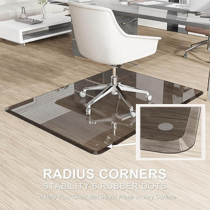 Beveled Edge Irregular Office Chair Mat for Carpet or Hardwood Floor Crystal Grey 48" x 60" for a Smooth Glide and Easy Roll On/Off, Heavy Duty and Non-Slip Floor Chair Mat
