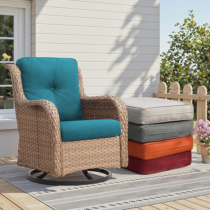 Patio Cushions for Outdoor Furniture - 22" x 25" x 4" UV Resistant Thick Foam Cushions Water Resistant Replacement Cushion for Outdoor Patio Furniture Chair/Sofa/Couch | Peacock Green | 3-Pack |