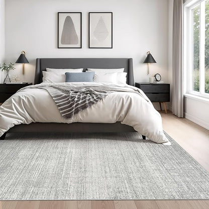 Valenrug Washable Rugs 5x8 - Stain Resistant 5x8 Area Rugs for Living Room, Non Slip Backing Printed Rugs for Bedroom, Folable Machine Washable Area Rug (5'x8', Grey)
