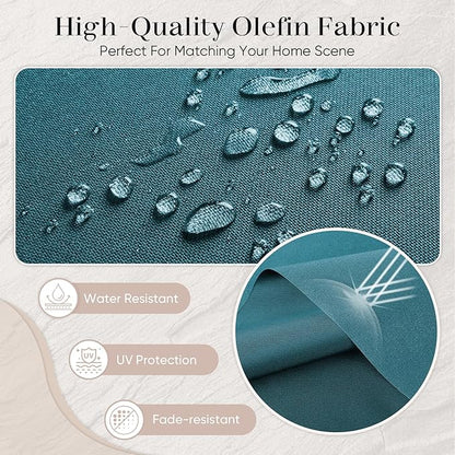 Outdoor Seat Cushion Set-24 x 24 x 6 Inch Outdoor Chair Cushions Set of 2 with Water Resistant & Removable Cover Outdoor Cushions for Patio Furniture Chair Sofa Couch-Peacock Blue