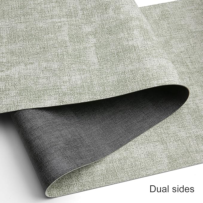 Table Runners 72 Inches Long, Dual-Sided Faux Leather Farmhouse Table Runner Waterproof Non-Slip for Living Room Party Home Decor Holiday Decorations(Gray Grass Green, 12 x 72 Inch)