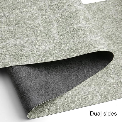 Table Runners 94 Inches Long, Dual-Sided Faux Leather Farmhouse Table Runner Waterproof Non-Slip for Living Room Party Home Decor Holiday Decorations(Gray Grass Green, 12 x 94 Inch)