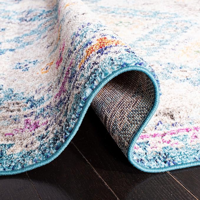 SAFAVIEH Madison Collection Accent Rug - 2'6" x 4', Dark Blue & Yellow, Boho Distressed Design, Non-Shedding & Easy Care, Ideal for High Traffic Areas in Entryway, Living Room, Bedroom (MAD418N)