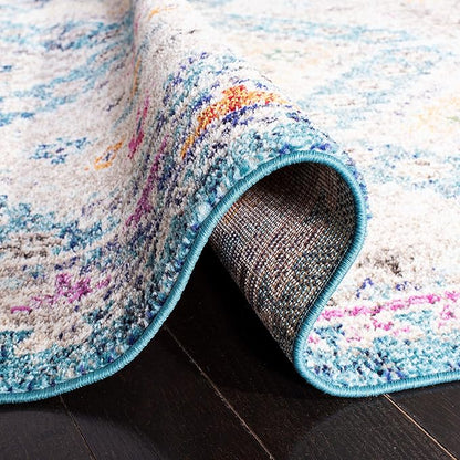 SAFAVIEH Madison Collection Accent Rug - 2'6" x 4', Dark Blue & Yellow, Boho Distressed Design, Non-Shedding & Easy Care, Ideal for High Traffic Areas in Entryway, Living Room, Bedroom (MAD418N)