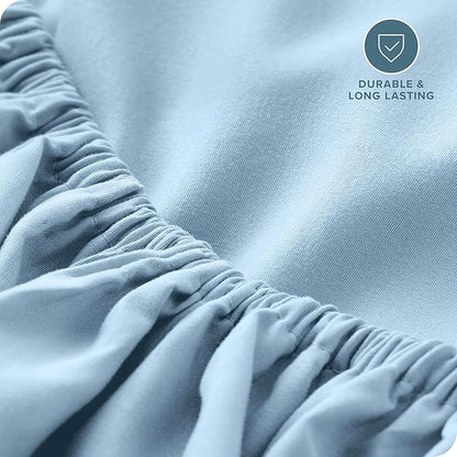 Bare Home Fitted Bottom Sheet California King Size - Premium 1800 Microfiber - Ultra-Soft Hotel Luxury - Deep Pocket - Durable and Long Lasting (California King, Light Blue)
