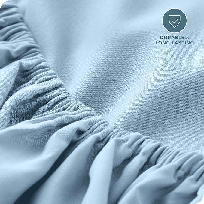 Bare Home Fitted Bottom Sheet Twin Size - Premium 1800 Microfiber - Ultra-Soft Hotel Luxury - Deep Pocket - Durable and Long Lasting (Twin, Light Blue)