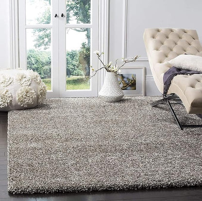 SAFAVIEH Milan Shag Collection 3' Square Grey SG180 Solid Non-Shedding Living Room Bedroom Dining Room Entryway Plush 2-inch Thick Area Rug