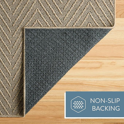 TOWN & COUNTRY BASICS Pax Herringbone Textured Solid Everwash® Washable Runner Area Rug, Low Pile, Non-Slip Backing, Easy Clean Pet & Family Friendly Rug, Brown, 2'5"x10'2"