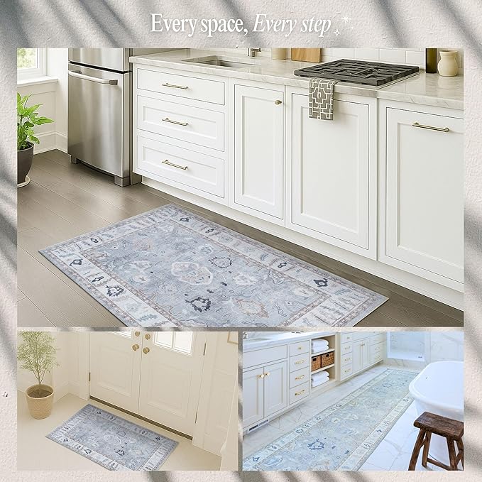 Fame Rugs Gray Modern Oushak Rug 10x13, Vintage Turkish Colorful Oriental Washable Antique Inspired Oversize Area Rugs, Luxury Living Room Bedroom (Gbeige, 10' x 13')