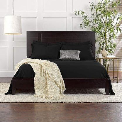 Pure Bamboo King Sheets, Genuine 100% Organic Viscose Derived from Bamboo Bed Sheet Set, Luxuriously Soft & Cooling, Double Stitching, 2 Year Quality Promise (King, Black)