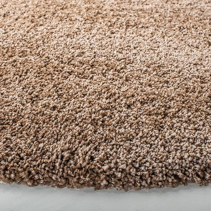 SAFAVIEH Milan Shag Collection 5'1" Round Dark Beige SG180 Solid Non-Shedding Living Room Bedroom Dining Room Entryway Plush 2-inch Thick Area Rug