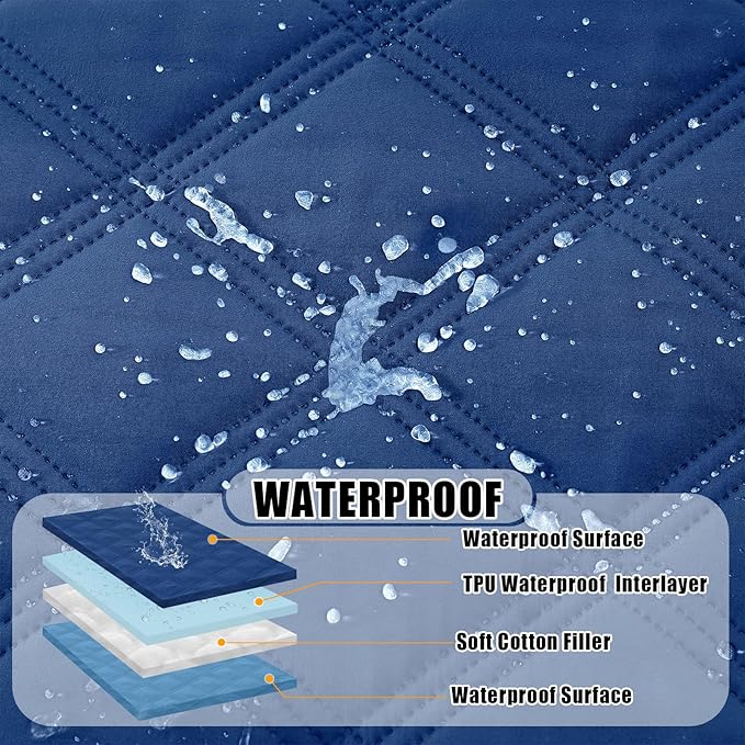 Smiry Waterproof Dog Bed Cover Blanket 82x120, Soft Reversible Pet Blanket, Washable Leakproof Cats Dogs Couch Cover for Sofa, Couch, Furniture, Lattice, Navy/Blue