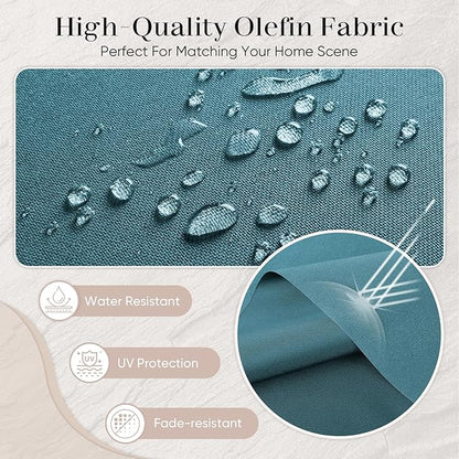 Outdoor Chair Cushions-Patio Chair Cushions Set with Removable Cover 22 X 25 Inch Outdoor Cushions for Patio Furniture Chair Sofa Couch-Peacock Blue