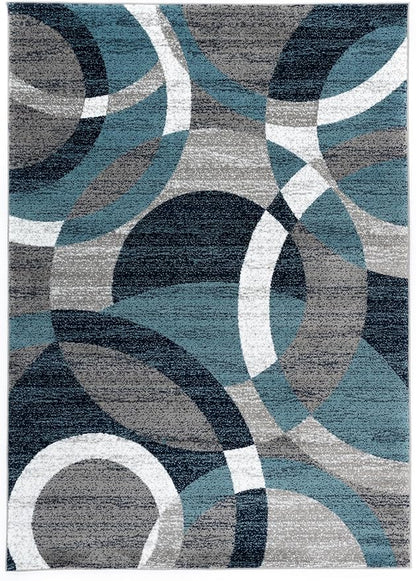Rugshop Contemporary Abstract Circles Perfect for high Traffic Areas of Your Living Room,Bedroom,Home Office,Kitchen Area Rug 6'6" x 9' Blue
