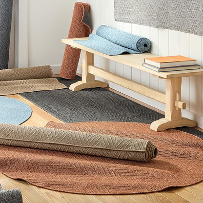 TOWN & COUNTRY BASICS Pax Herringbone Textured Solid Everwash® Washable Area Rug, Low Pile, Non-Slip Backing, Easy Clean Pet & Family Friendly Rug, Grey, 2'5"x5'11"
