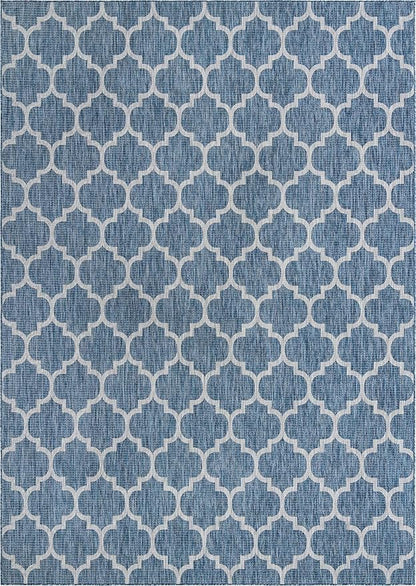 Unique Loom Outdoor Trellis Collection Area Rug (10' x 13' 1" Rectangle, Navy Blue/ Ivory)