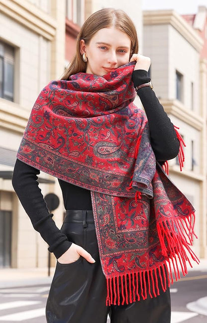 Wander Agio Warm Fashion Scarf Long Shawl Large Blanket Winter Wraps Scarves for Women Cashmere Jacquard Vintage Paisley