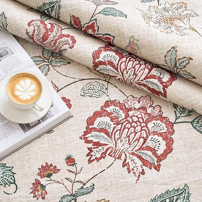 jinchan Elora 8x10 Floral Rug for Living Room Washable Bedroom Rug Vintage Romance Christmas Design Non Slip Thin Indoor Floor Cover Large Low-Profile Throw Carpet for Dining Room Office, Red/Beige