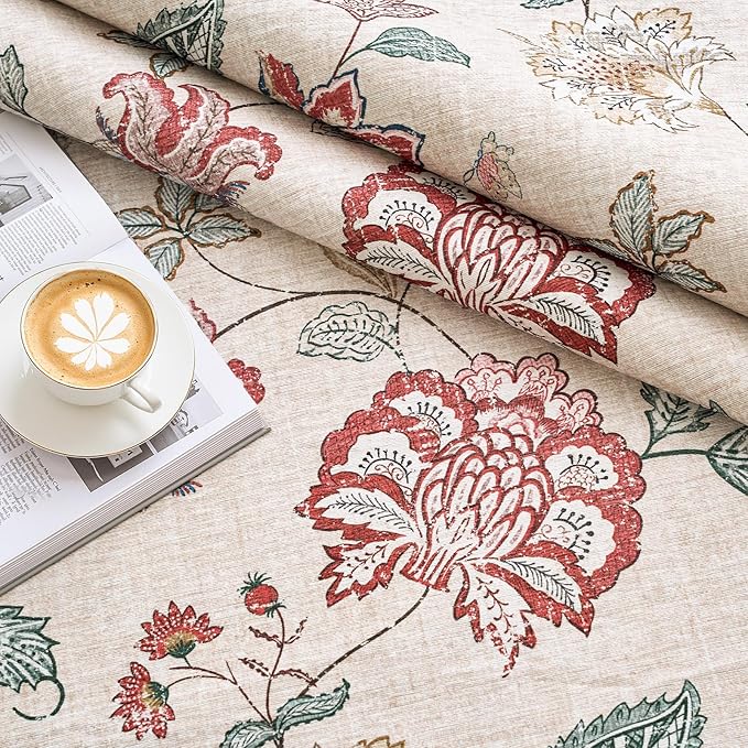 jinchan Elora 2x5 Floral Runner Rug for Hallway Washable Runner Vintage Romance Christmas Design Non Slip Thin Indoor Floor Cover Low-Profile Throw Carpet for Entryway Bathroom Bedroom, Red/Beige