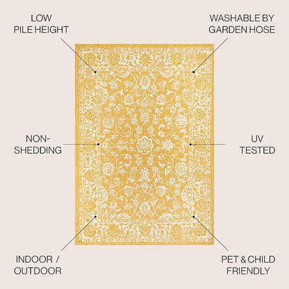 JONATHAN Y Weave Floral Indoor Outdoor Area Rug 9X12 Yellow/Cream, Tela Bohemian Textured for Backyard, Patio, Porch, Easy-Cleaning, High Traffic, Pet-Friendly, Non-Shedding (SMB100E-9)