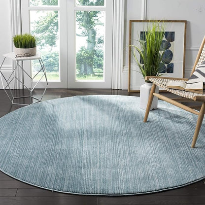 SAFAVIEH Vision Collection Area Rug - 6'7" Round, Aqua, Modern Ombre Design, Non-Shedding & Easy to Clean, Ideal for Living Room, Bedroom, Dining Space (VSN606B)