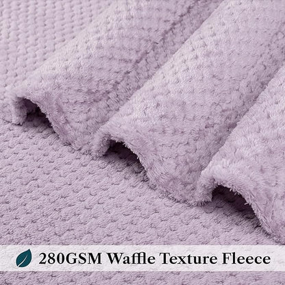 PAVILIA Lavender Purple Throw Blanket for Couch Bed, Soft Fleece Throws for Sofa Chair, Fuzzy Waffle Textured Blanket, Cozy Warm Lightweight All Season Blanket Throw, 50x60