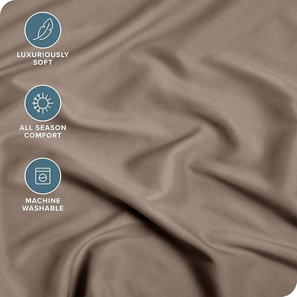 Bare Home Fitted Bottom Sheet Queen Size - Premium 1800 Microfiber - Ultra-Soft Hotel Luxury - Deep Pocket - Durable and Long Lasting (Queen, Taupe)